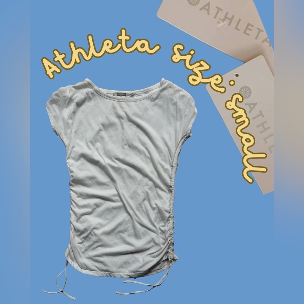 ❤️ Athleta White Short Sleeve Ruched Top